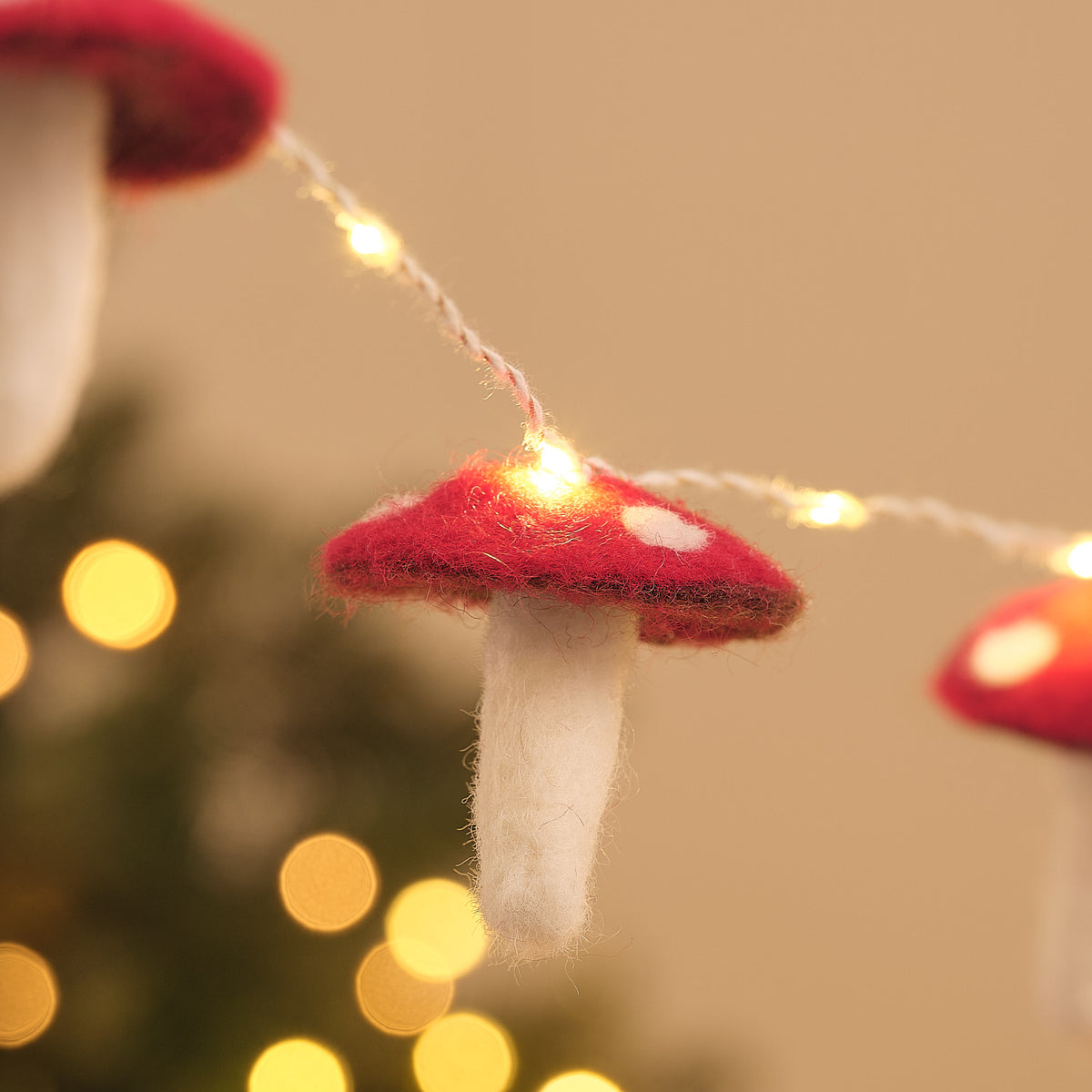 1.4m Charming Toadstool Light Up Felt Garland