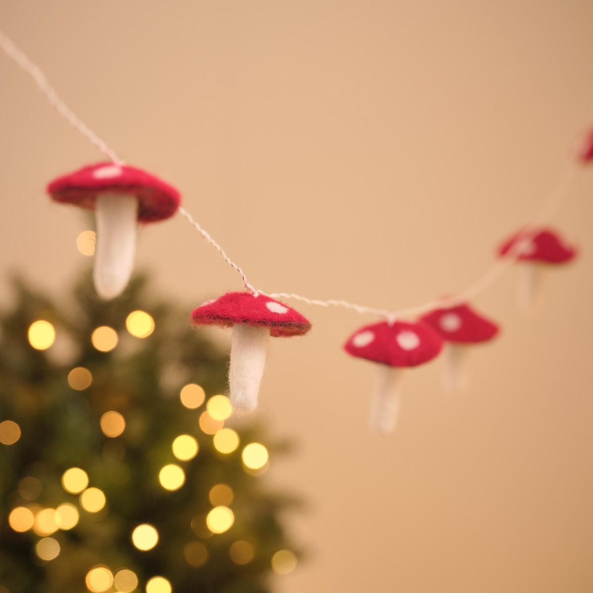 1.4m Charming Toadstool Light Up Felt Garland