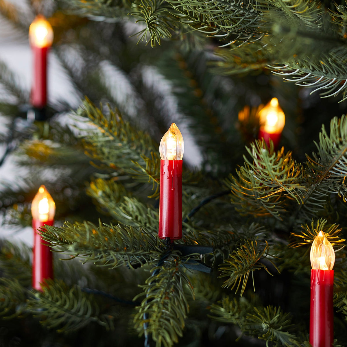 50 Red Candlestick Christmas Tree String Lights