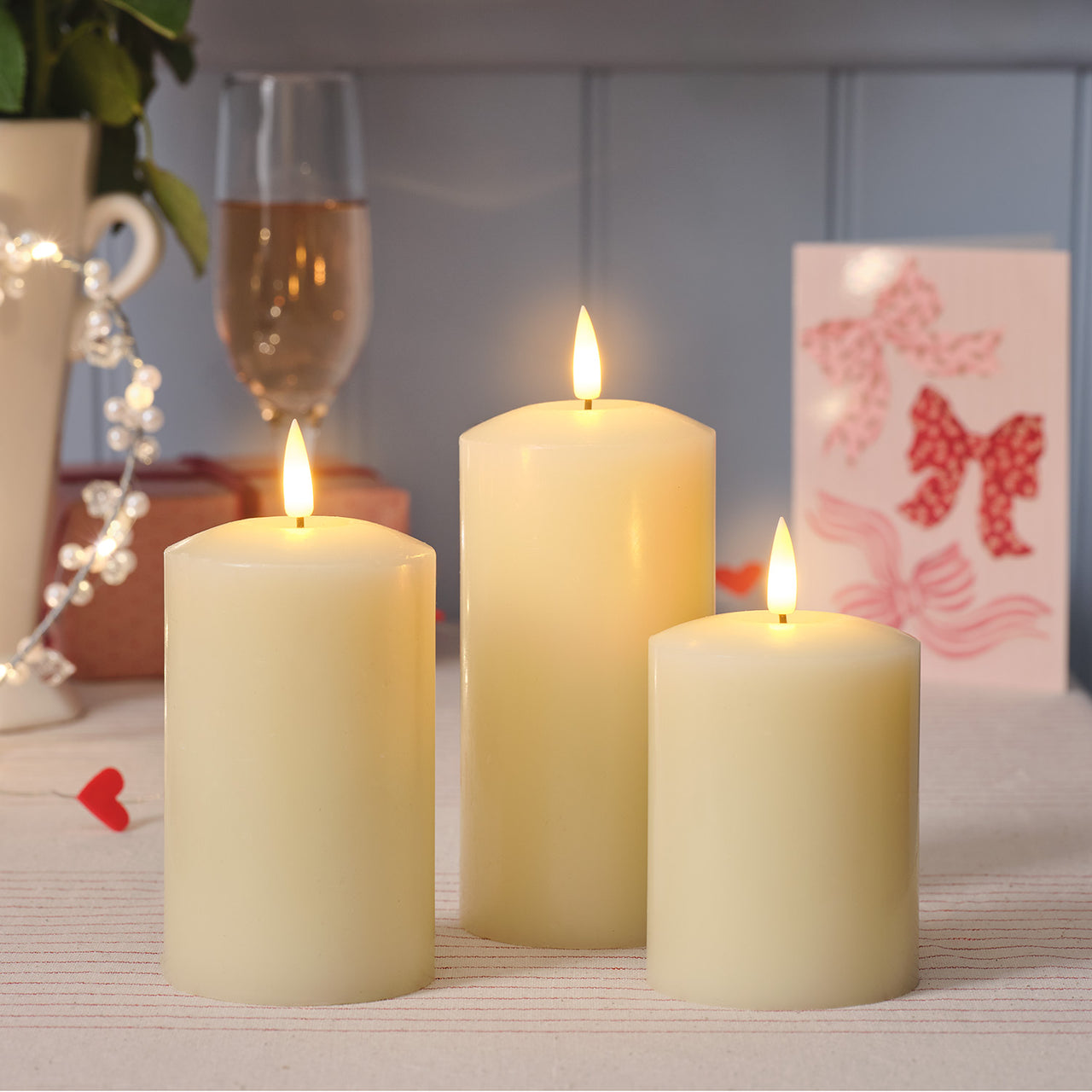 TruGlow® Ivory LED Pillar Candle Trio with Remote Control