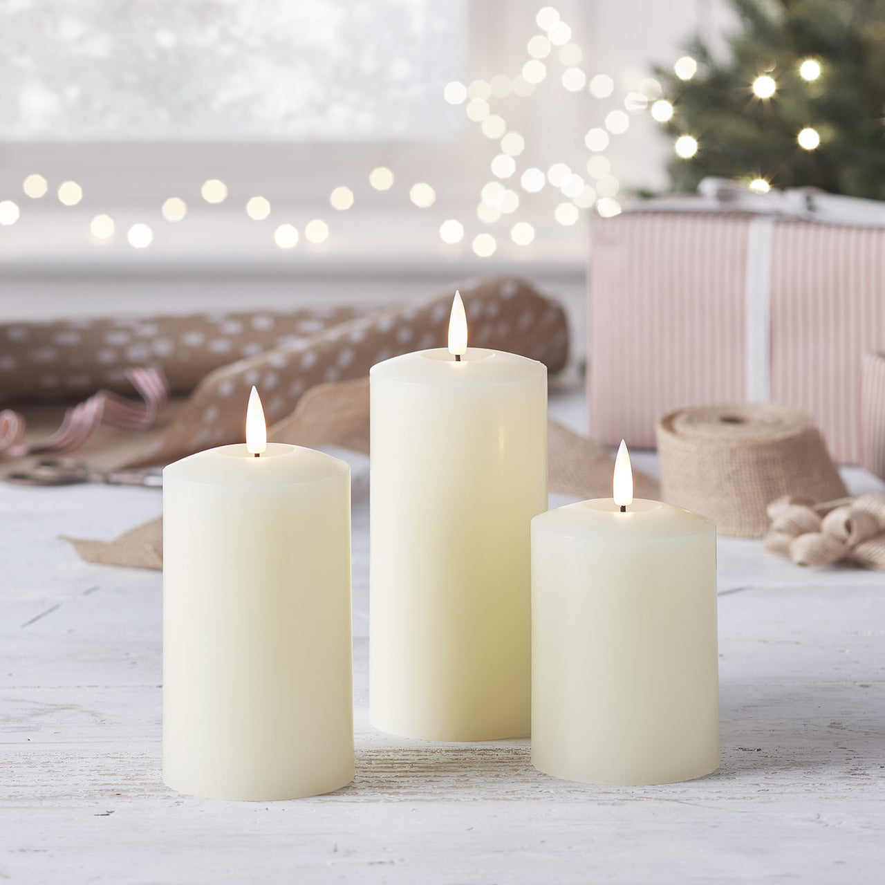TruGlow® Ivory LED Pillar Candle Trio with Remote Control