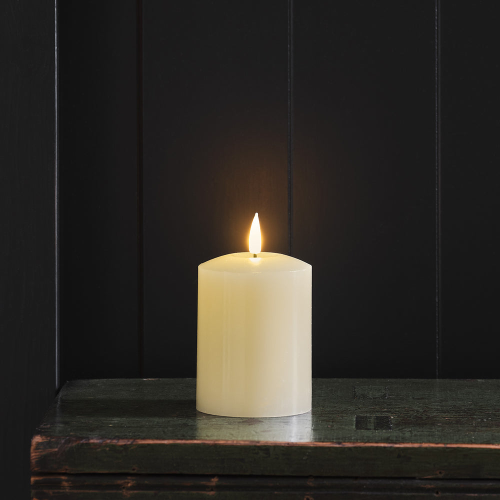 TruGlow® Ivory LED Pillar Candle 10cm With Remote Control