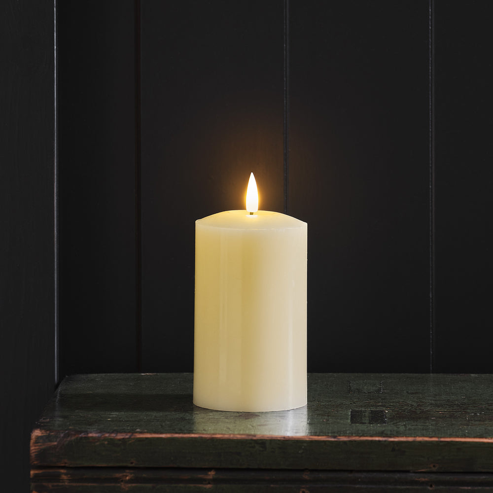 TruGlow® Ivory LED Pillar Candle 12cm With Remote Control
