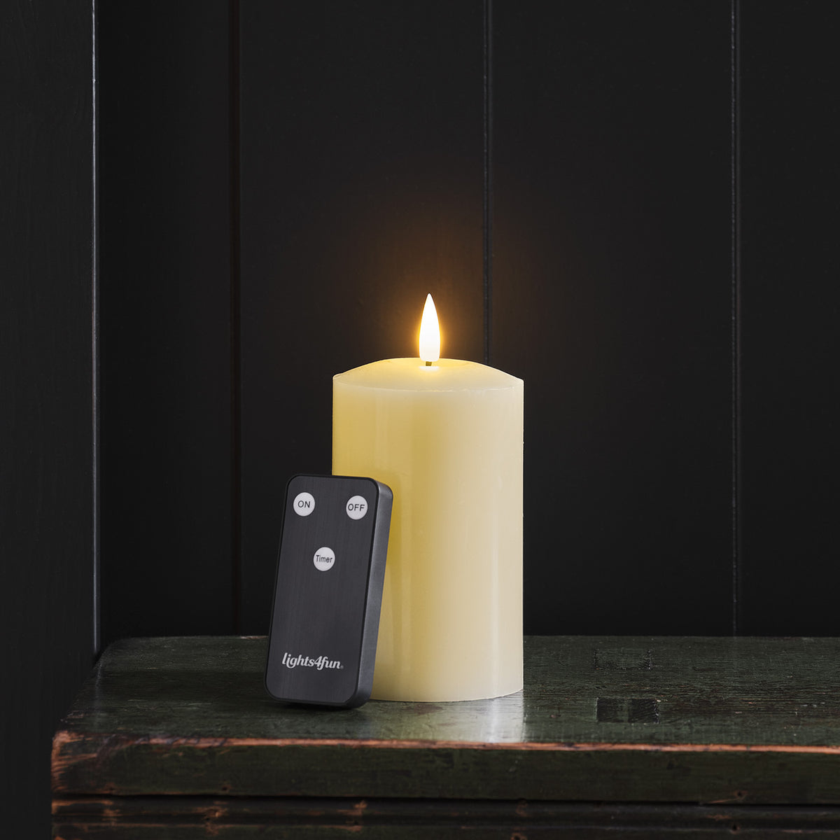 TruGlow® Ivory LED Pillar Candle 12cm With Remote Control