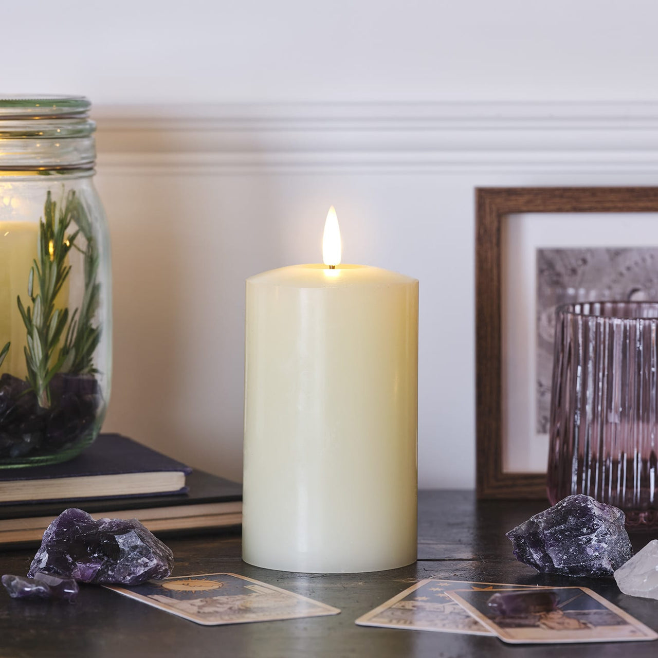 TruGlow® Ivory LED Pillar Candle 12cm With Remote Control