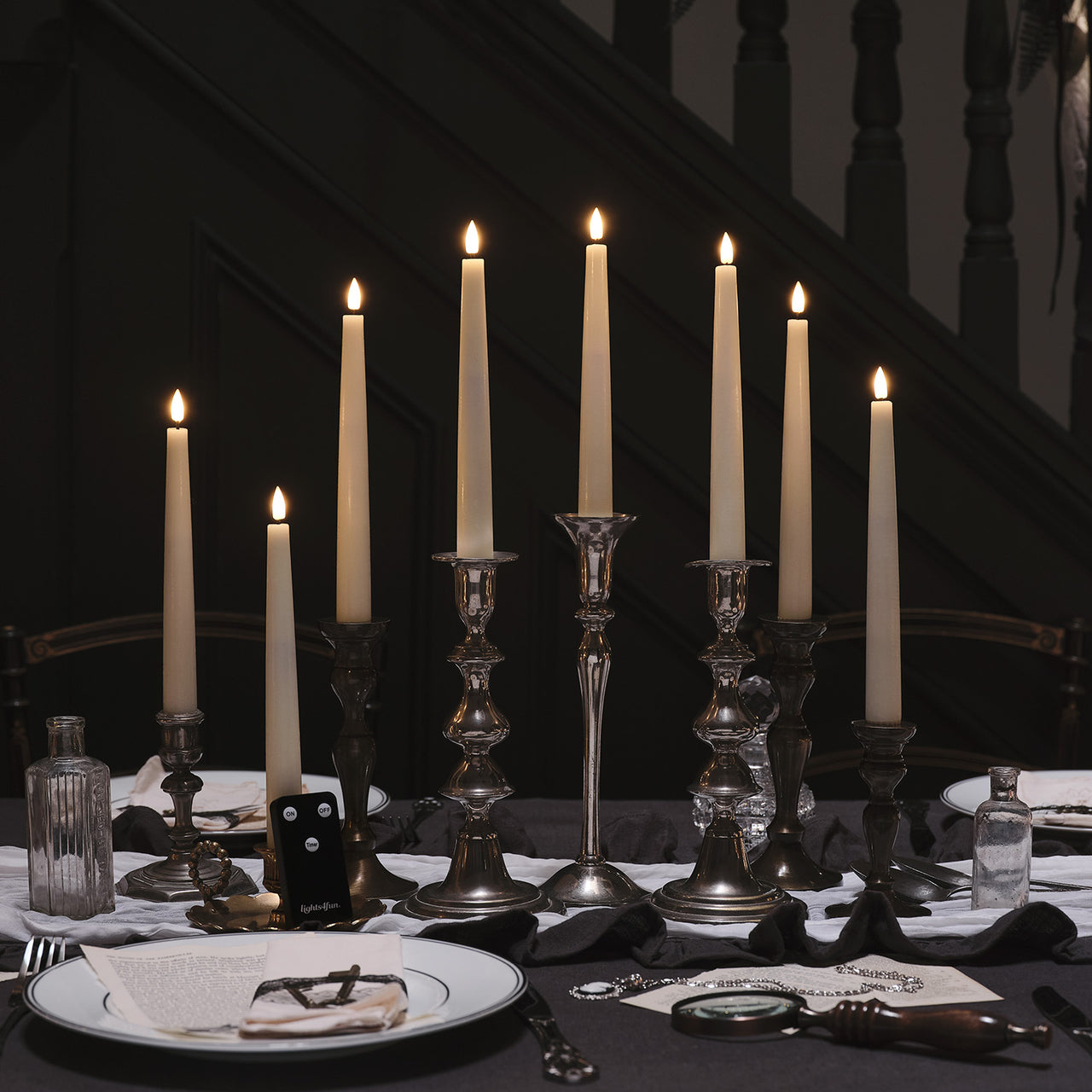 8 TruGlow® Ivory LED Taper Candles with Remote Control