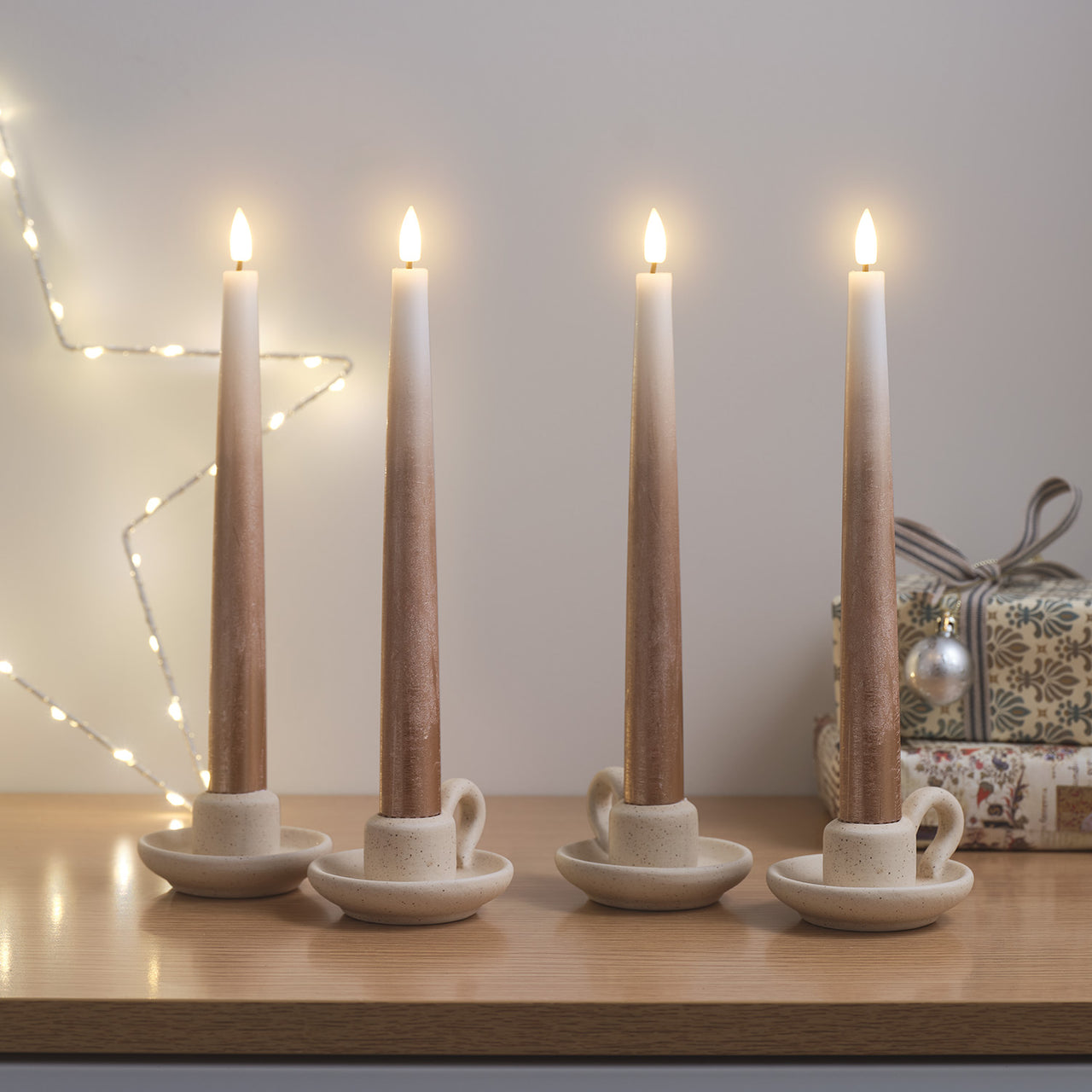 4 Bronze Ombre  TruGlow® Remote Control LED Taper Candles