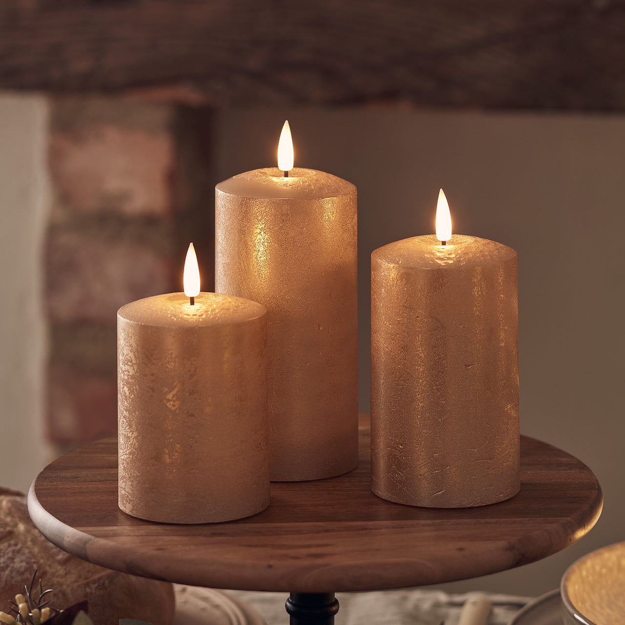 TruGlow® Copper LED Autumn Candle Trio