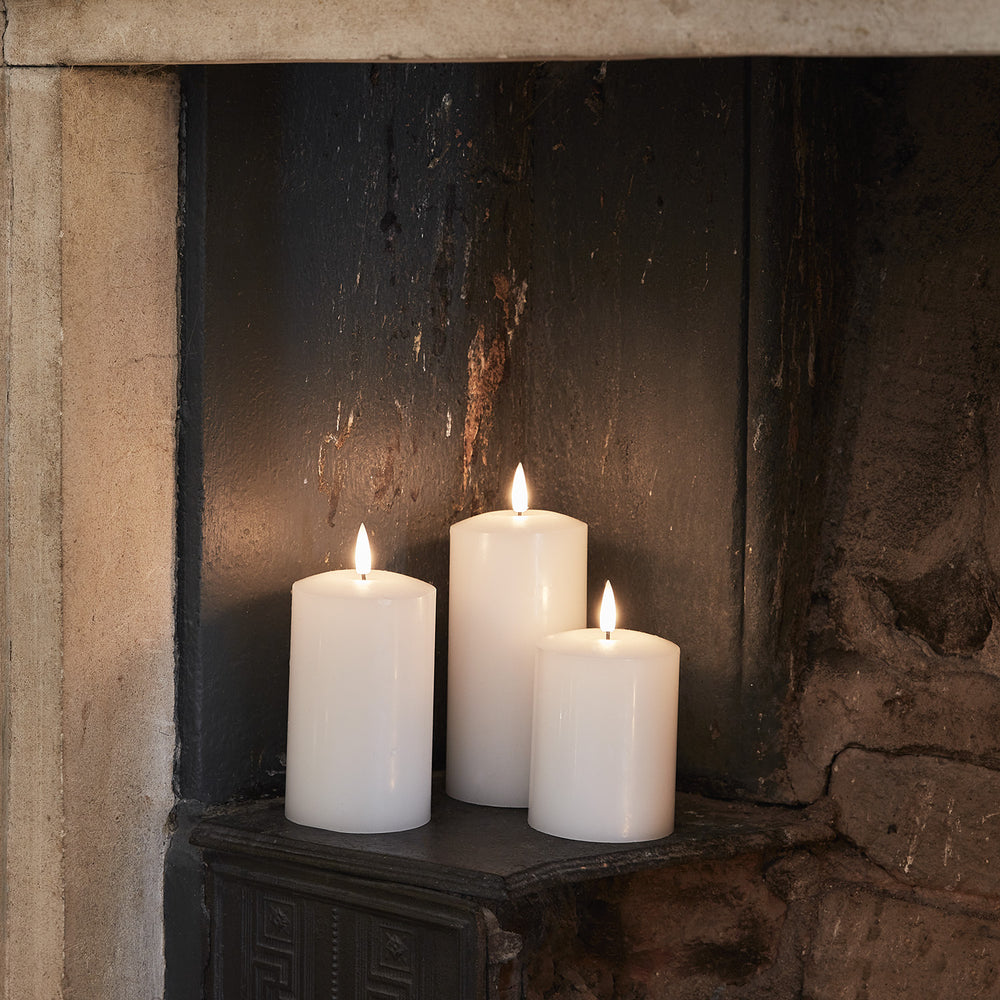 TruGlow® White LED Pillar Candle Trio