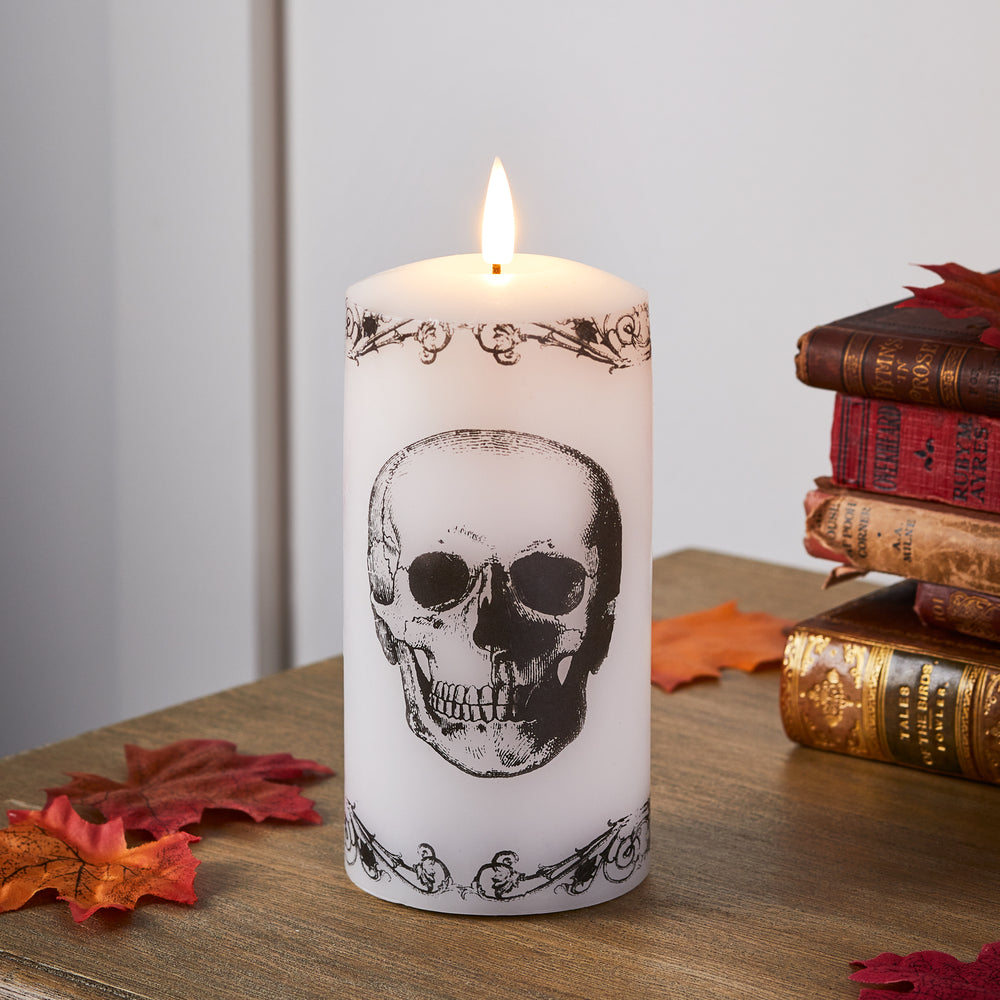 TruGlow® Skull Real Wax LED Pillar Candle With Remote Control
