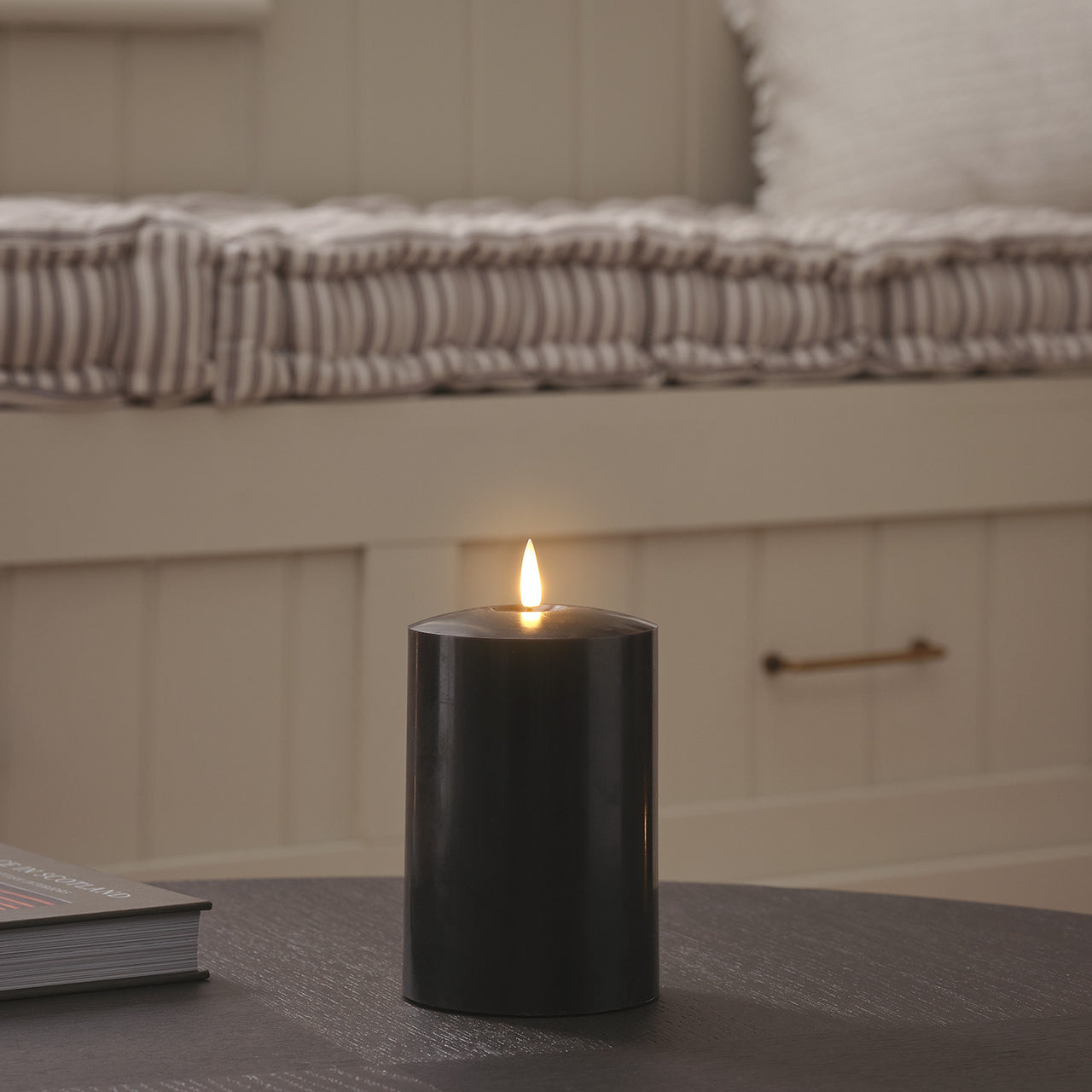 TruGlow® Black LED Chapel Candle 15cm