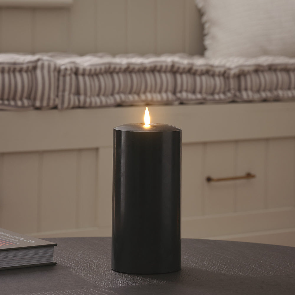 TruGlow® Black LED Chapel Candle 20cm