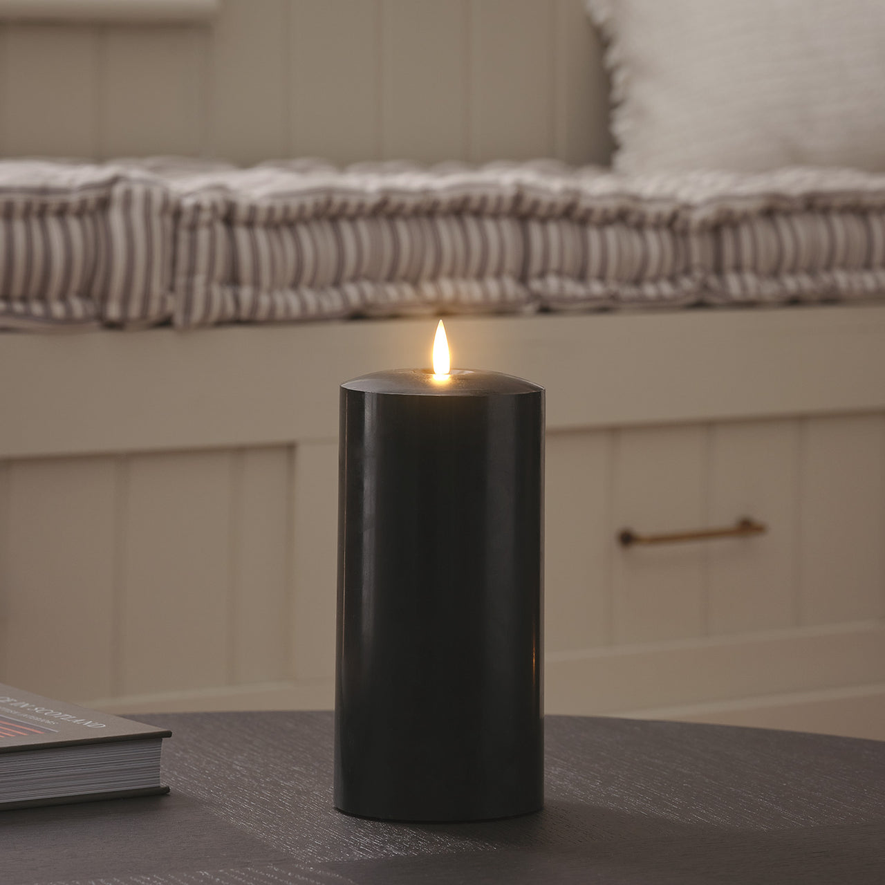 TruGlow® Black LED Chapel Candle 20cm