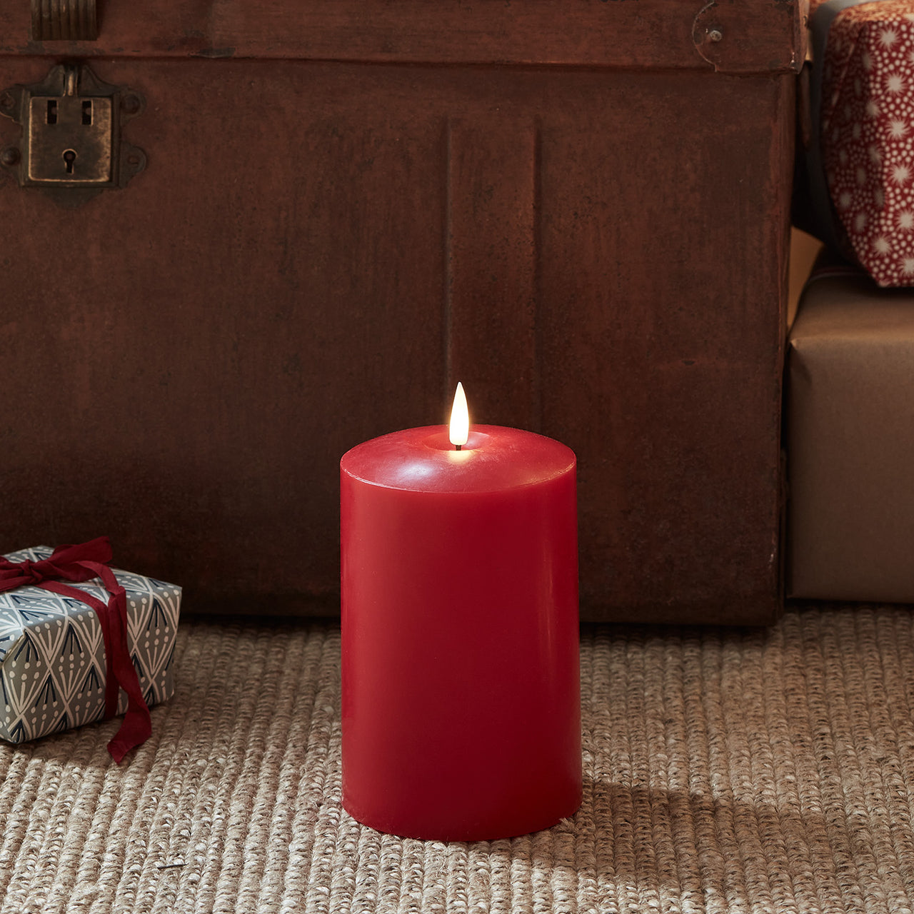 TruGlow® Red LED Chapel Candle 15cm
