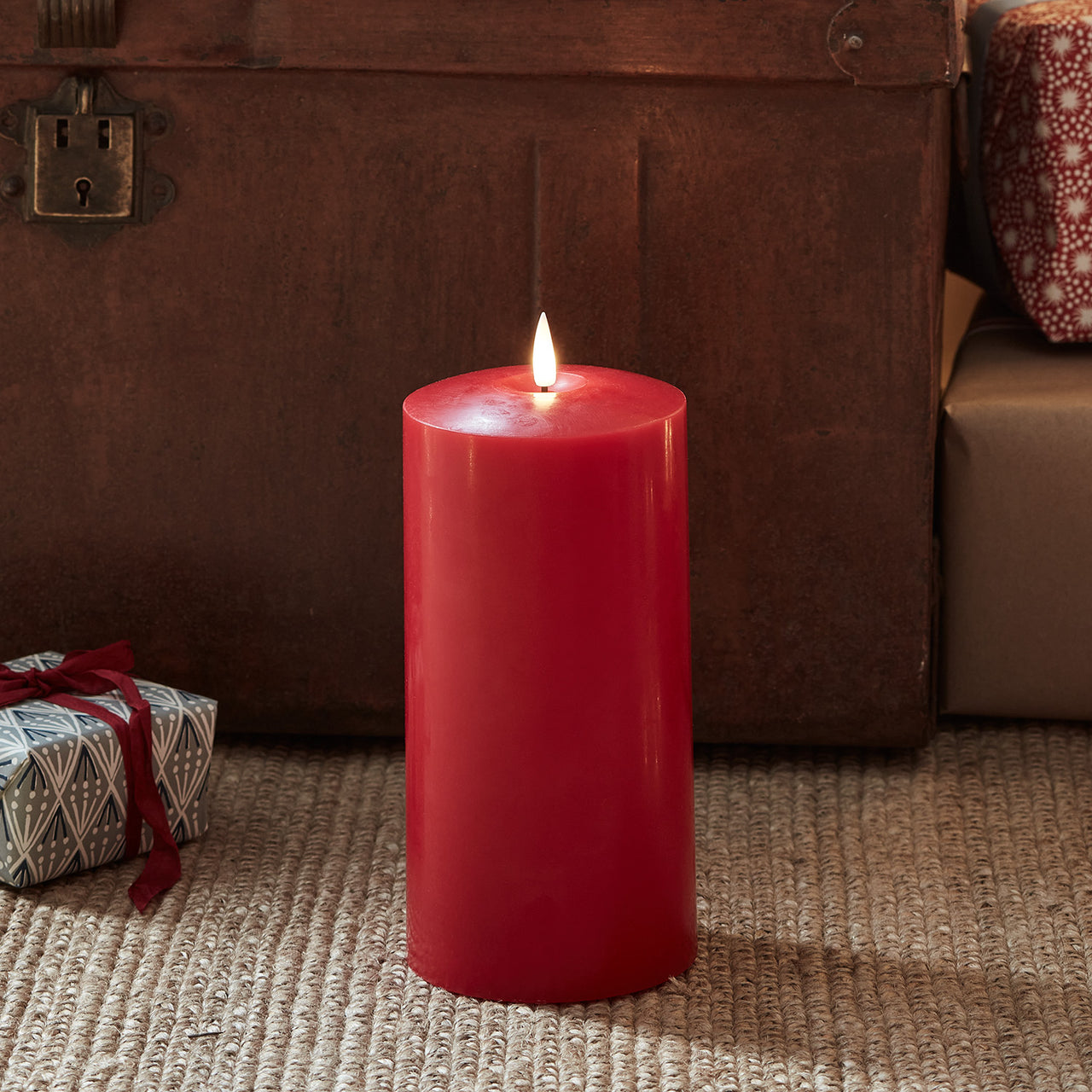 TruGlow® Red LED Chapel Candle 20cm