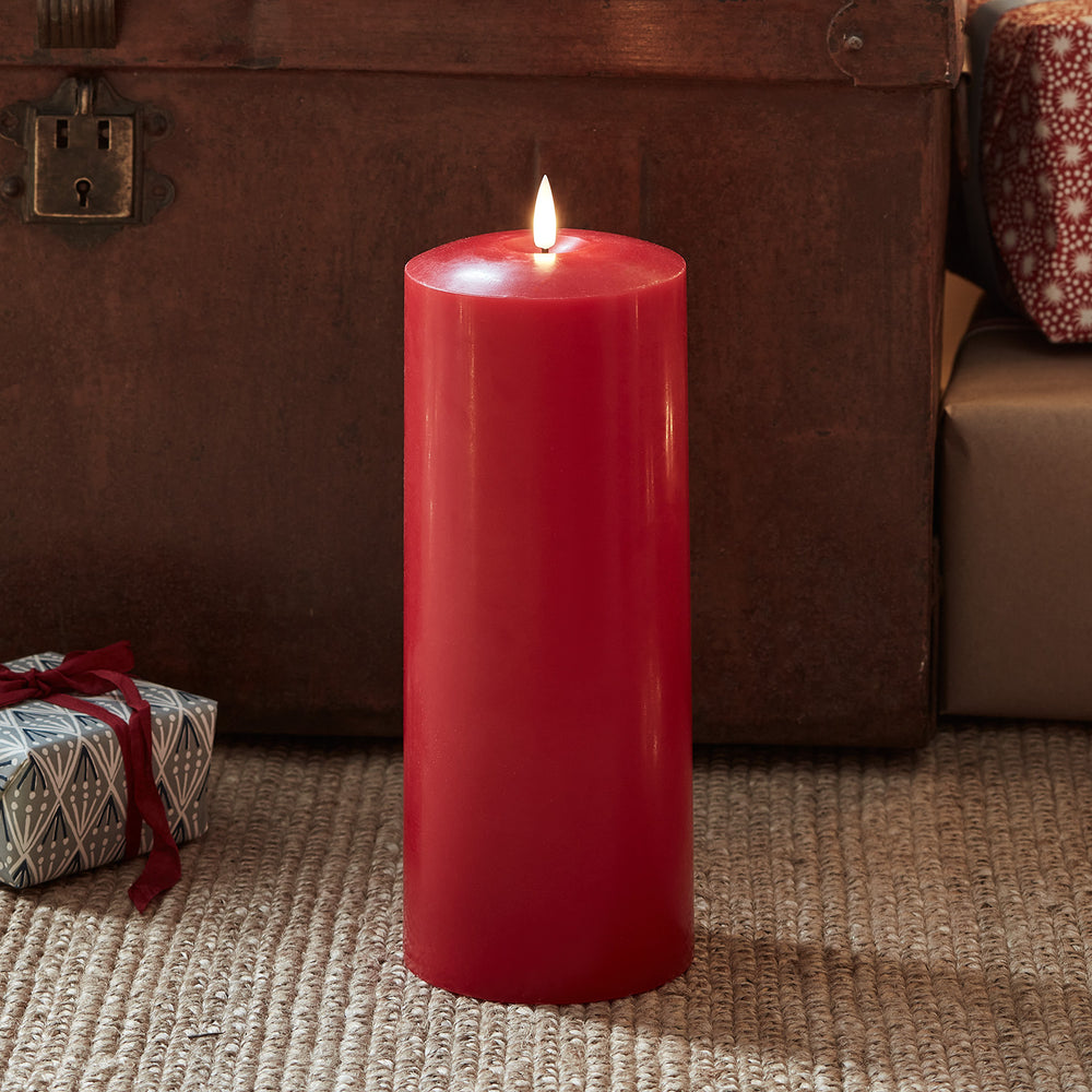 TruGlow® Red Real Wax LED Chapel Candle 25cm