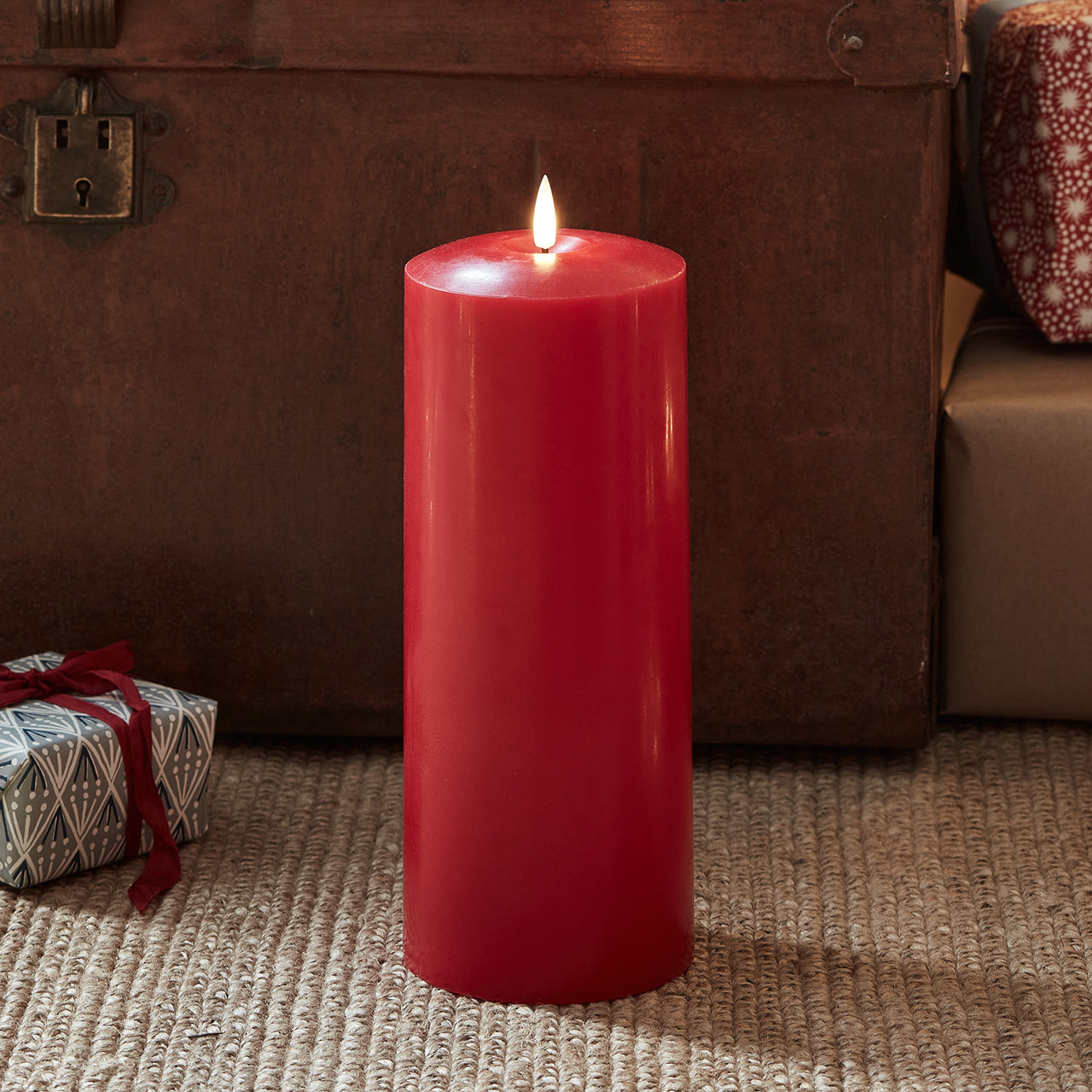 TruGlow® Red LED Chapel Candle 25cm