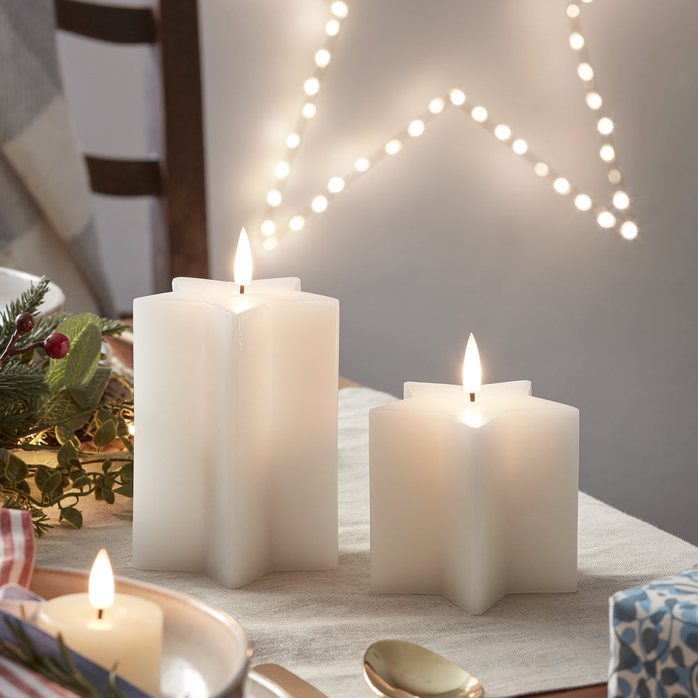 TruGlow® White Star Christmas Candle Duo
