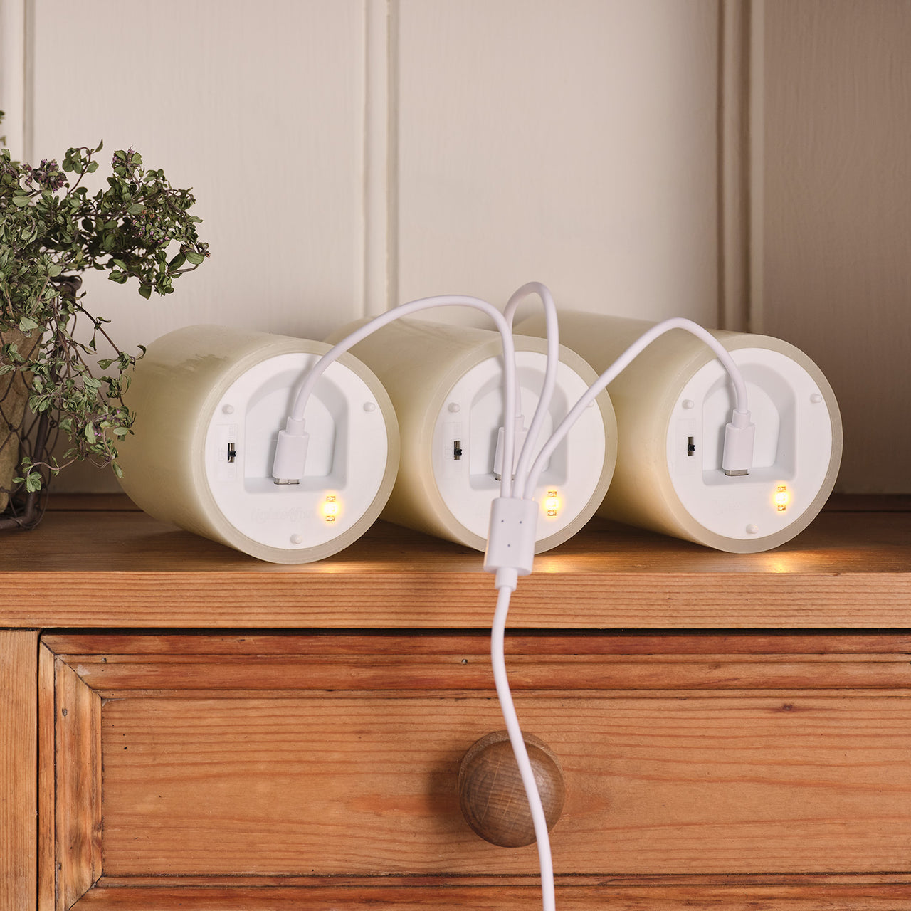 TruGlow® Ivory Rechargeable LED Pillar Candle Trio