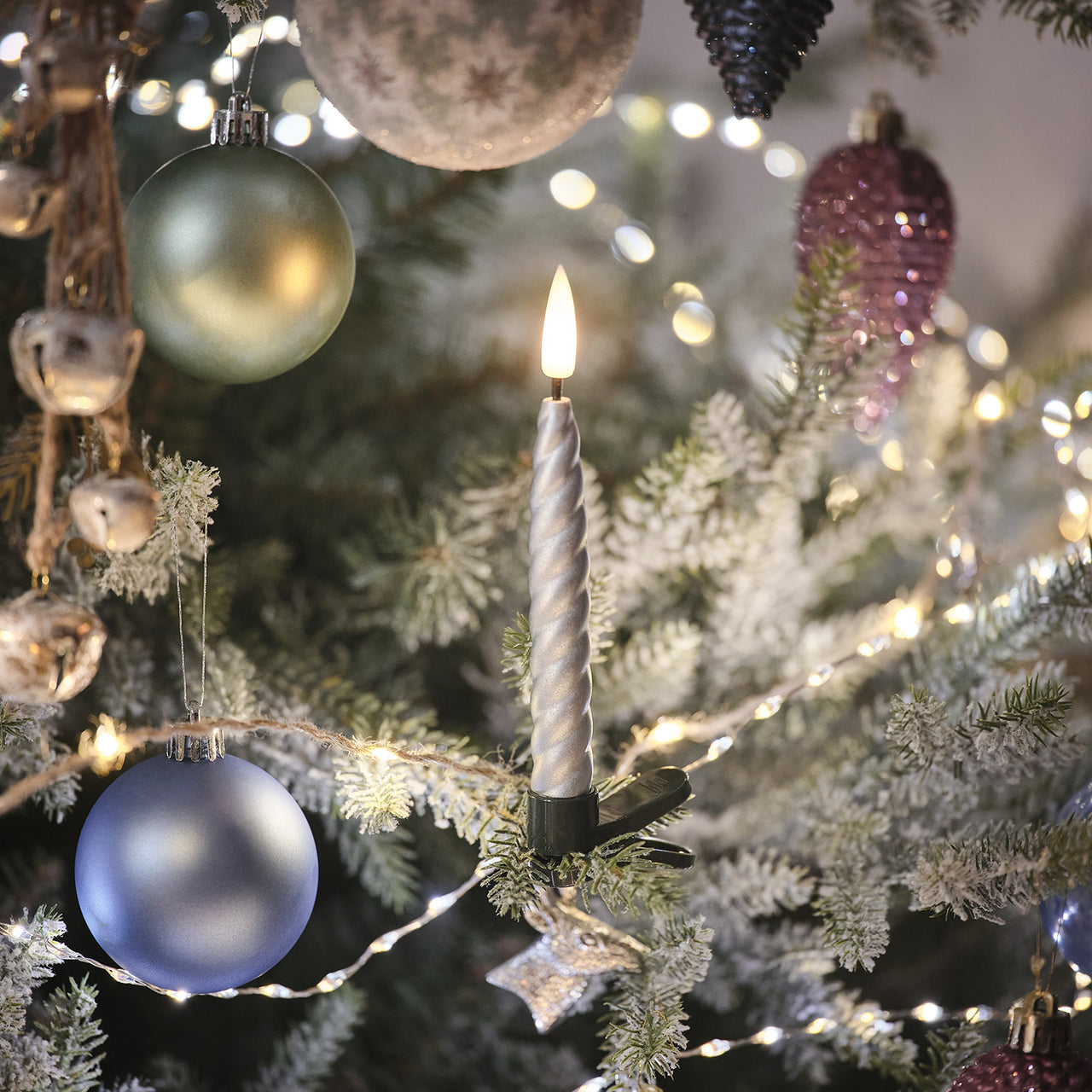 10 Silver TruGlow® LED Christmas Candle Clips with Remote Control