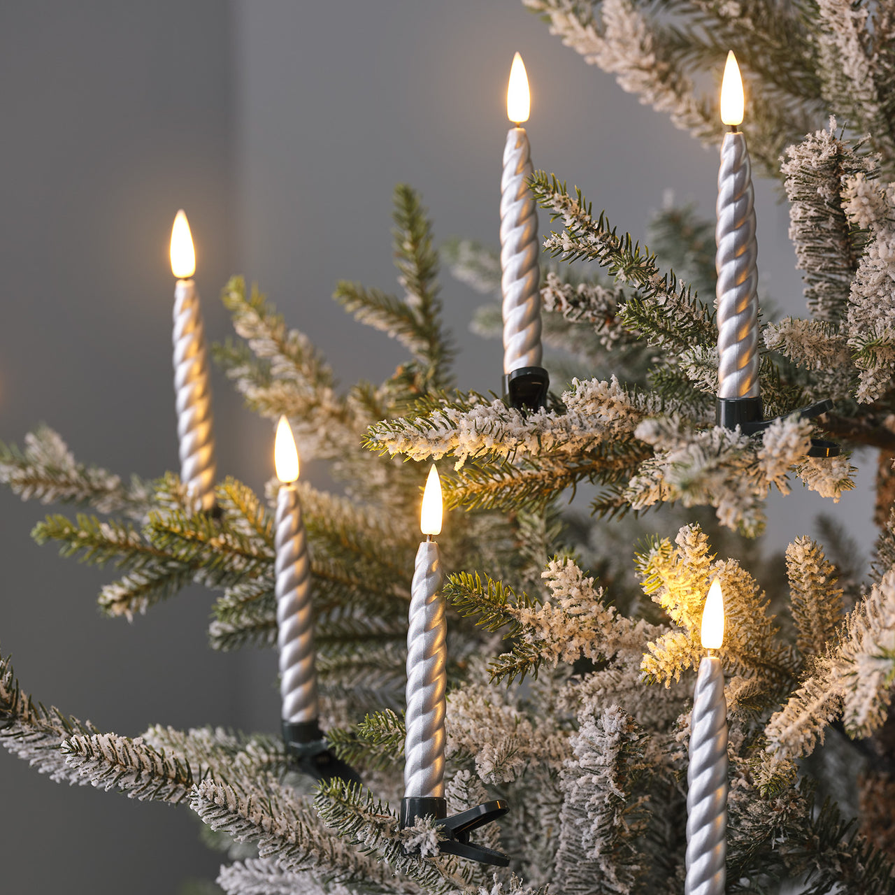 10 Silver TruGlow® LED Christmas Candle Clips with Remote Control