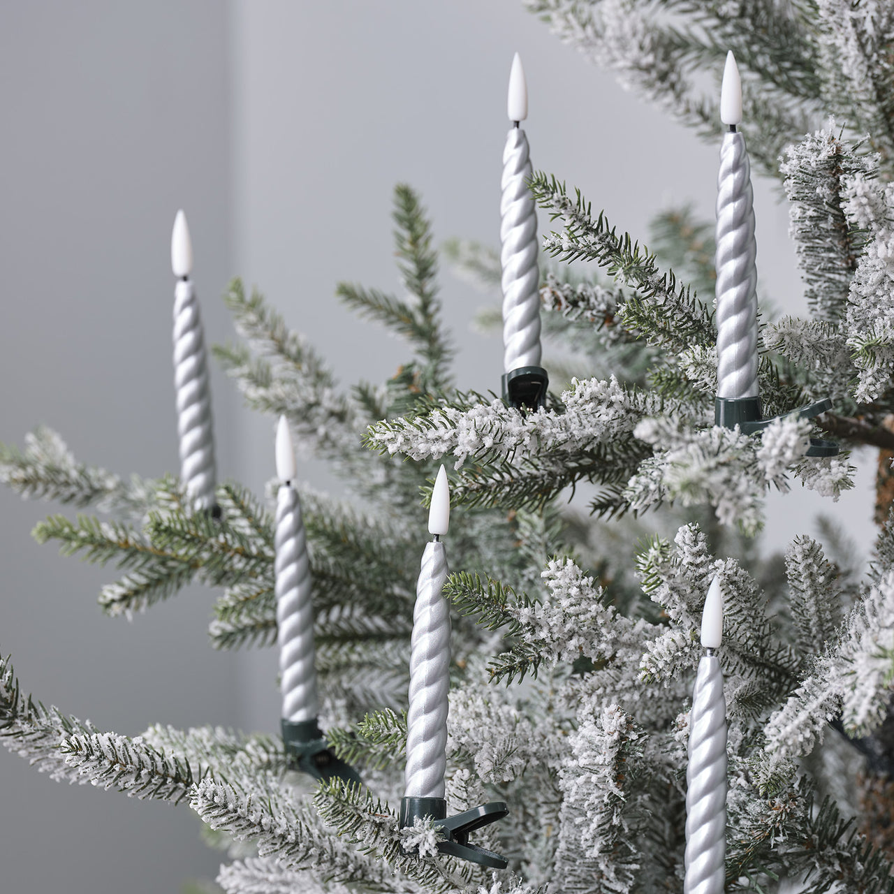 10 Silver TruGlow® LED Christmas Candle Clips with Remote Control