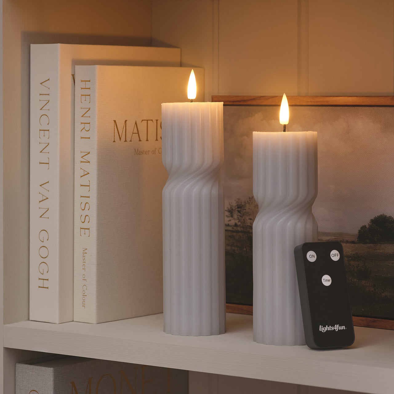 TruGlow® Grey Twist LED Pillar Candle Duo with Remote Control