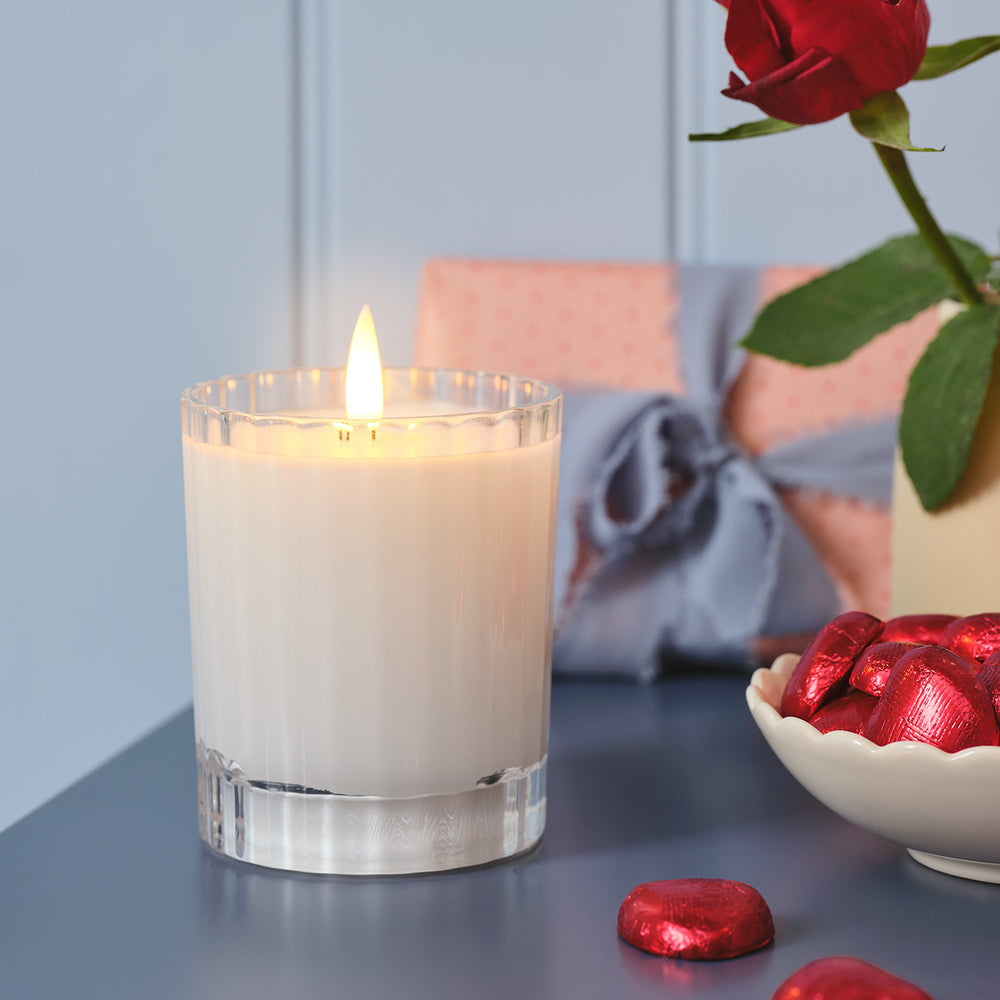 TruGlow® White LED Fluted Glass Candle with Remote Control