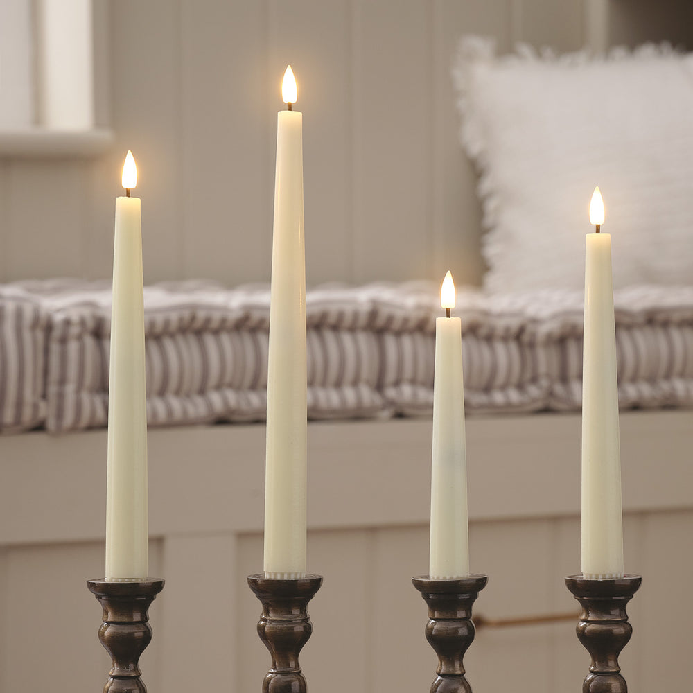 4 Ivory TruGlow® Mixed Height LED Taper Candles with Remote Control