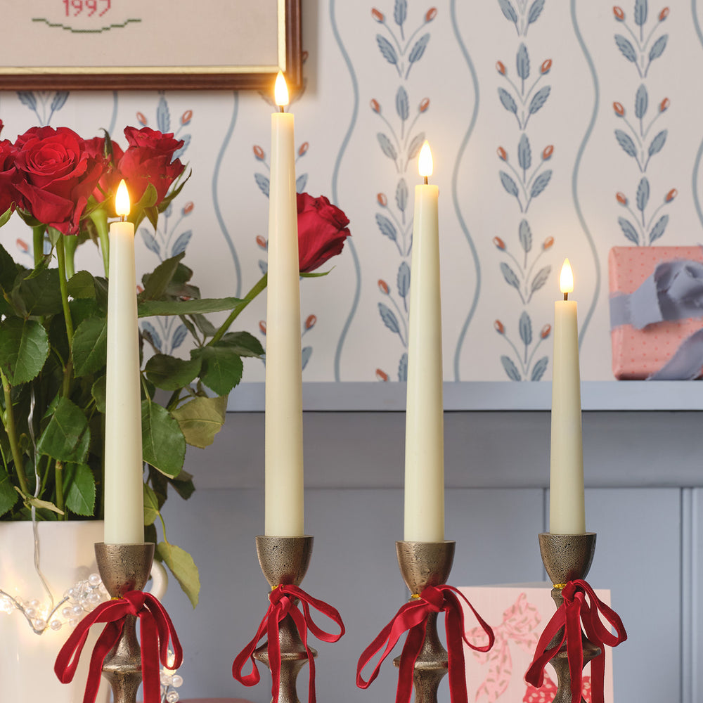 4 Ivory TruGlow® Mixed Height LED Taper Candles with Remote Control