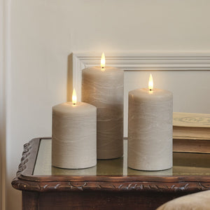 TruGlow® Taupe Distressed LED Pillar Candle Trio with Remote Control