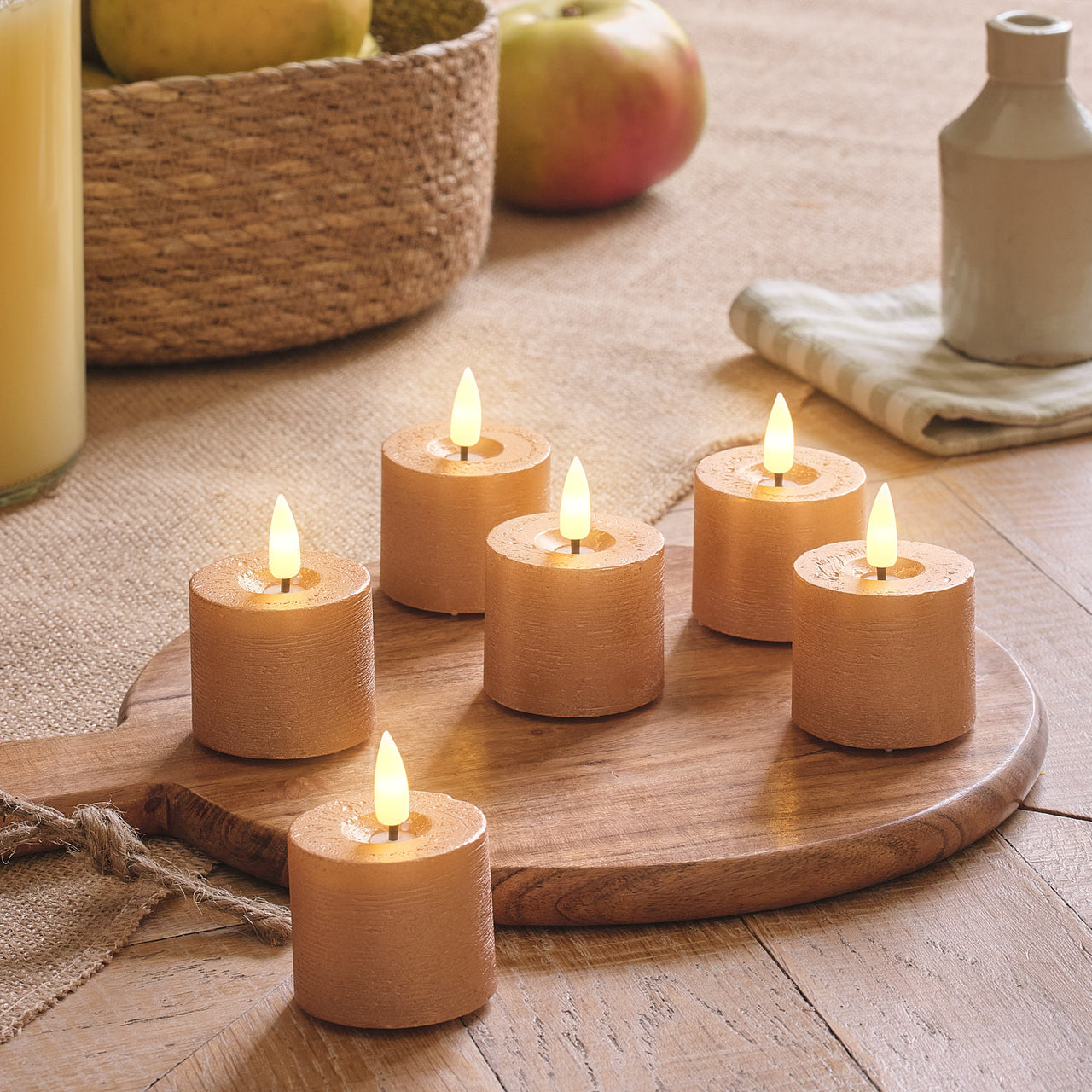 6 TruGlow® Copper Distressed LED Votive Candles with Remote Control