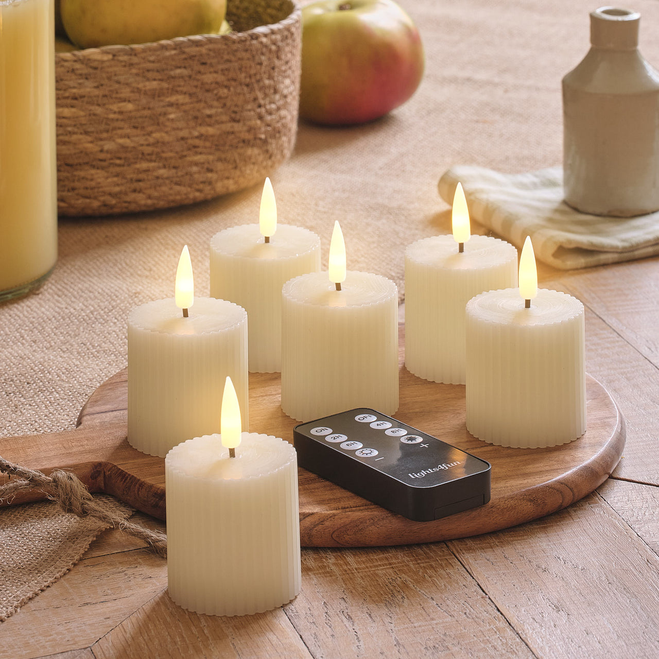 6 TruGlow® Ivory LED Votive Candles with Remote Control