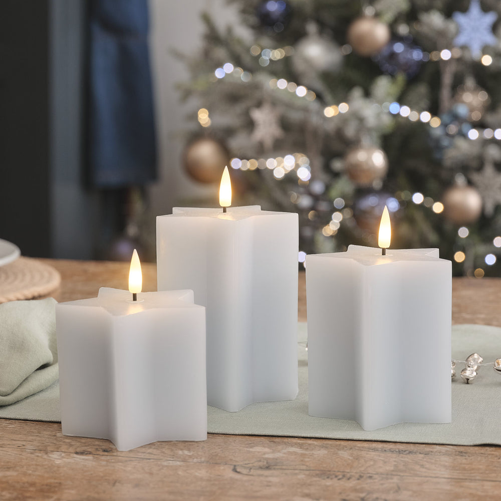 TruGlow® Snowy Sky Star LED Candle Trio with Remote Control