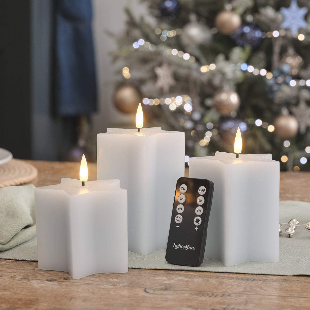 TruGlow® Snowy Sky Star LED Candle Trio with Remote Control