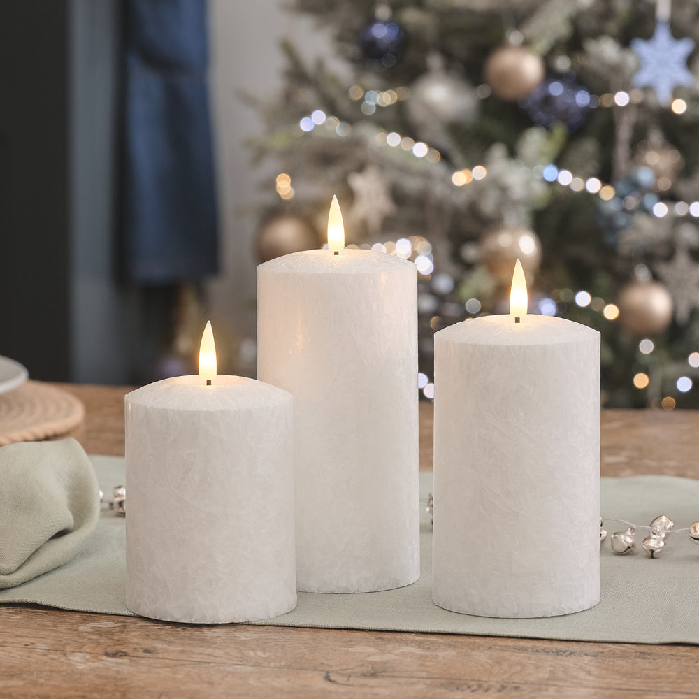 TruGlow® Frost Effect LED Pillar Candle Trio with Remote Control