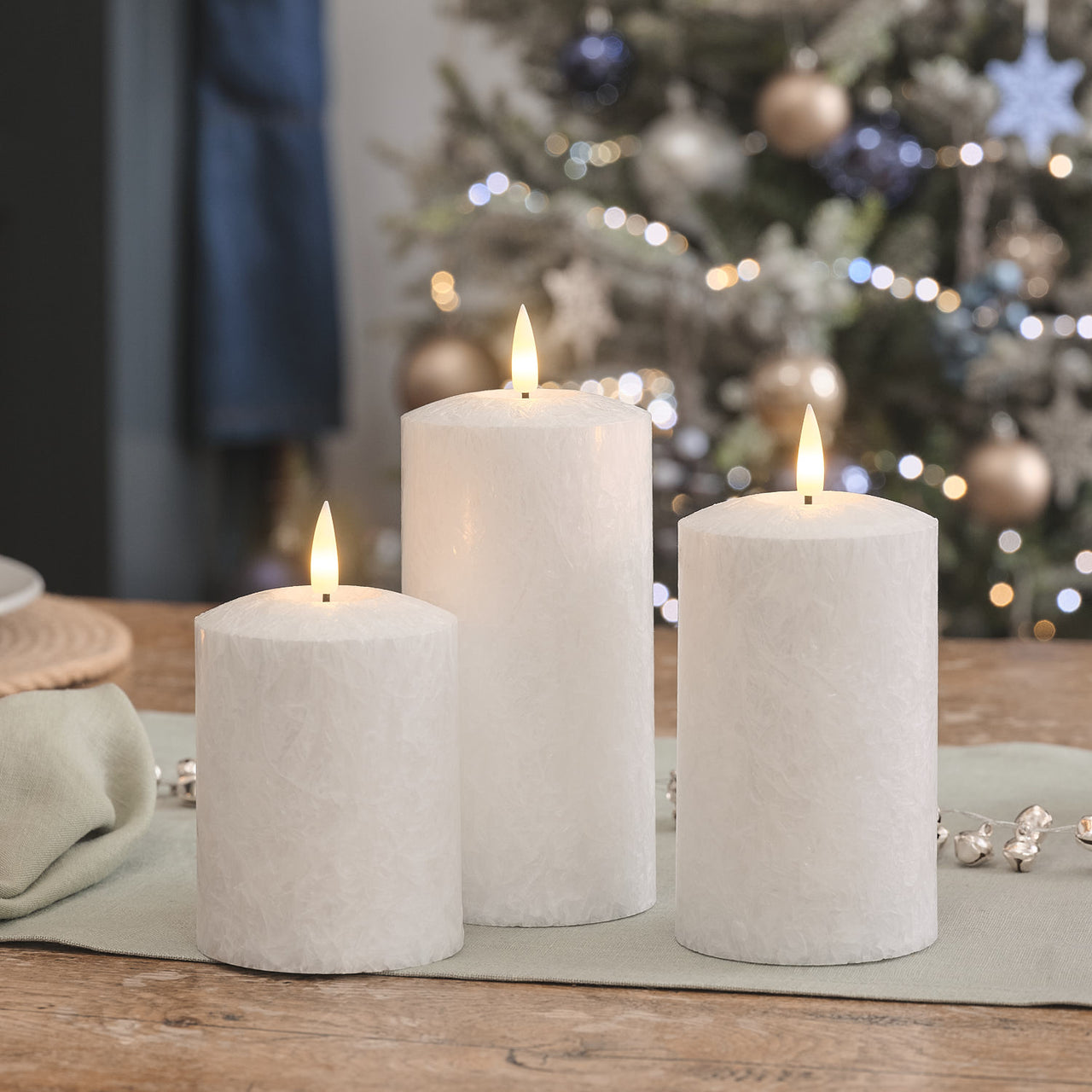TruGlow® Frost Effect LED Pillar Candle Trio with Remote Control