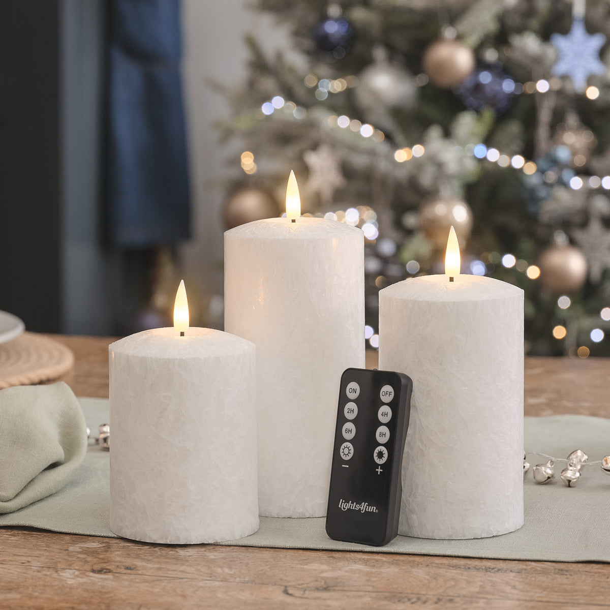 TruGlow® Frost Effect LED Pillar Candle Trio with Remote Control