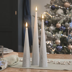 TruGlow® Silver Ombre Slim Cone LED Candle Trio with Remote Control