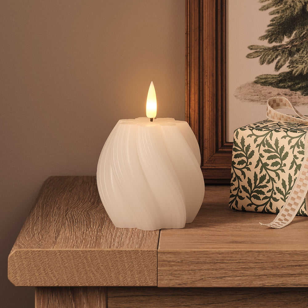 TruGlow® White Snowflake Twist LED Candle with Remote Control