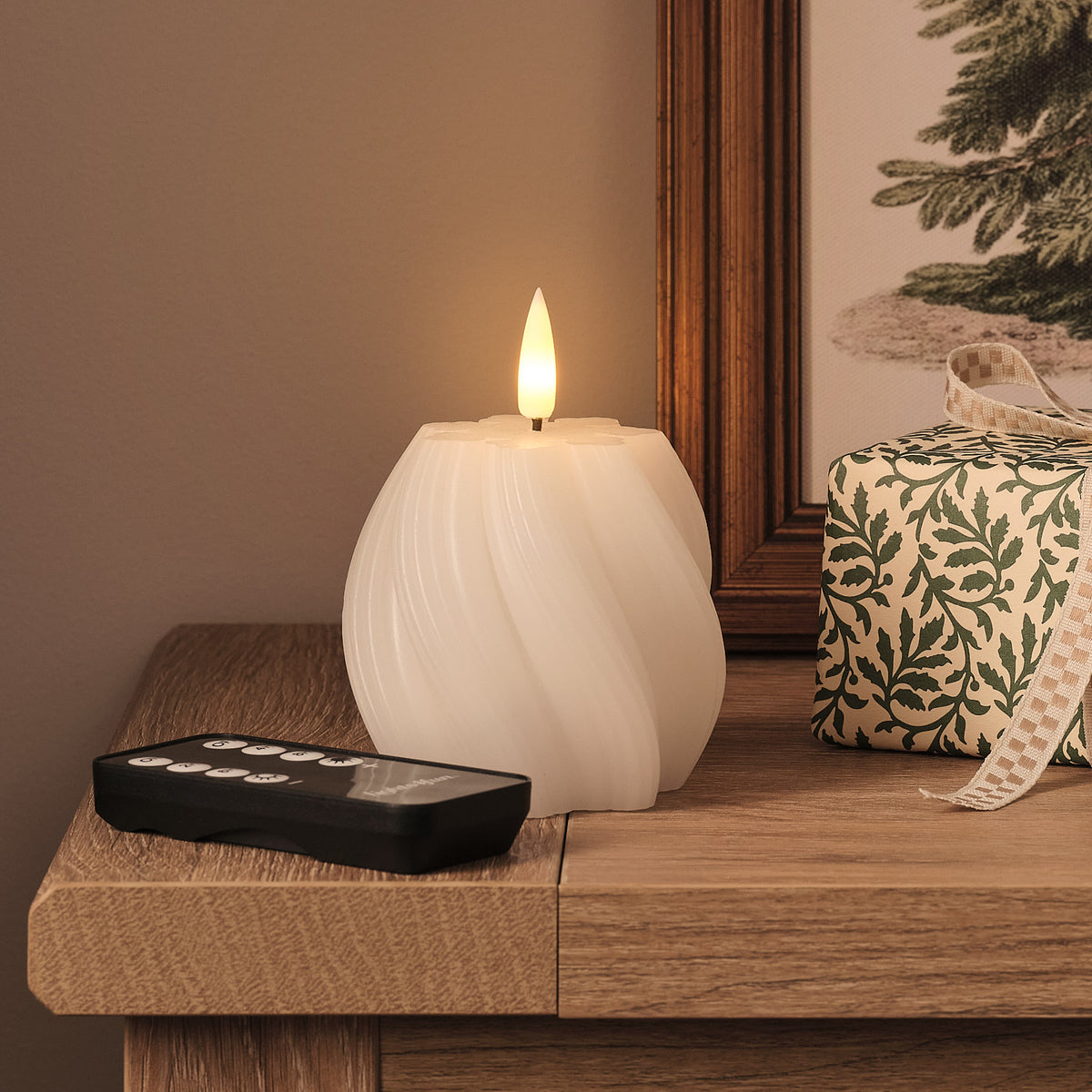 TruGlow® White Snowflake Twist LED Candle with Remote Control