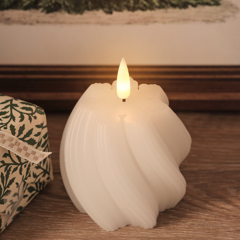 TruGlow® White Snowflake Twist LED Candle with Remote Control