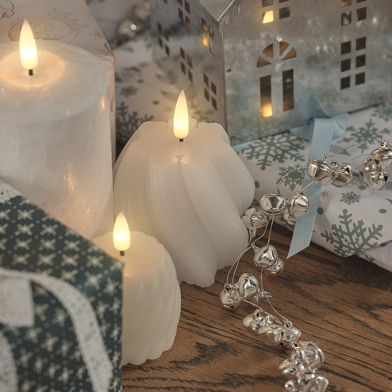 TruGlow® White Snowflake Twist LED Candle with Remote Control