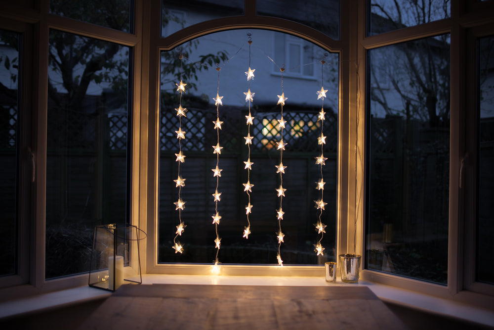 40 Warm White LED Star Curtain Light