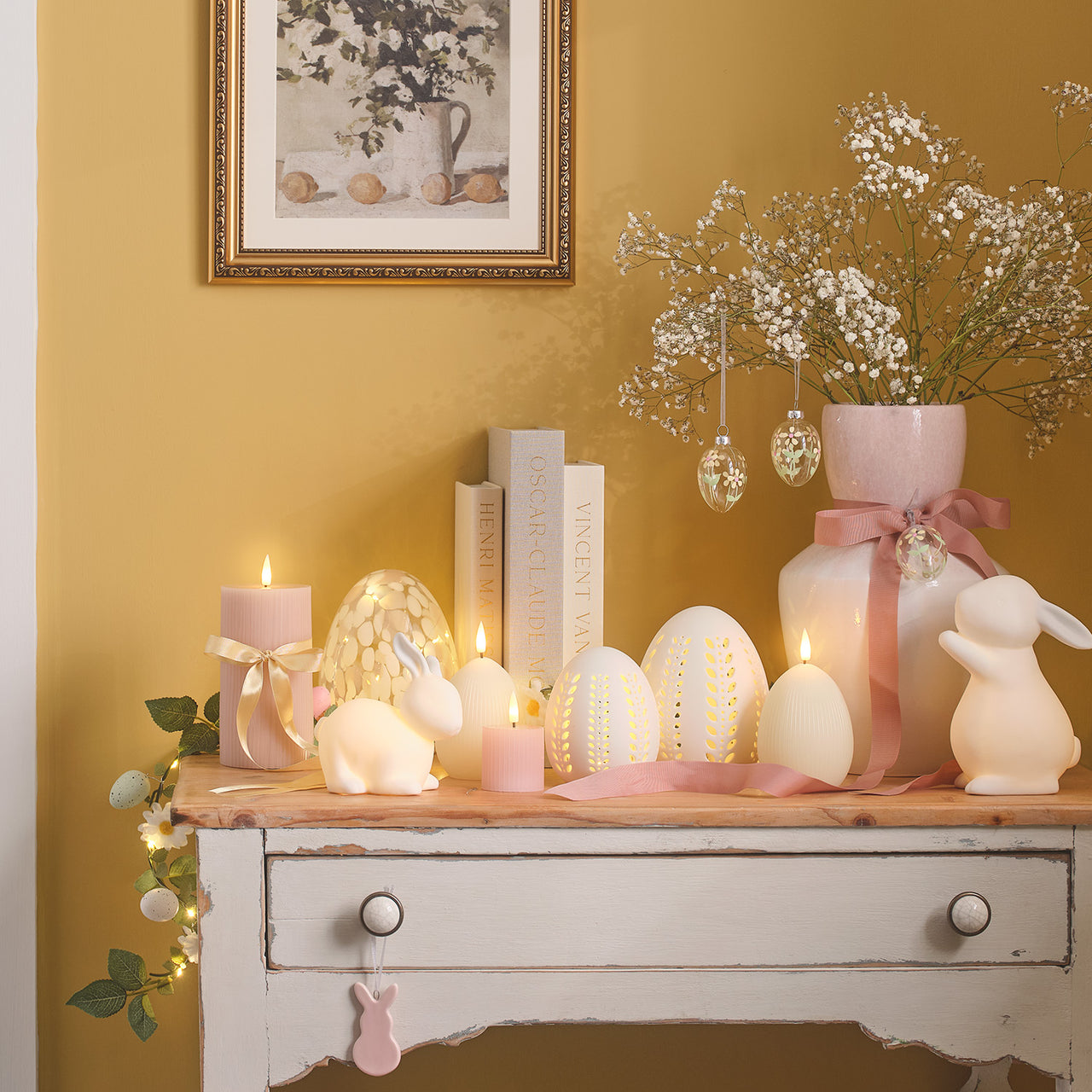 6 TruGlow® Blush Pink Ribbed LED Votive Candles with Remote Control