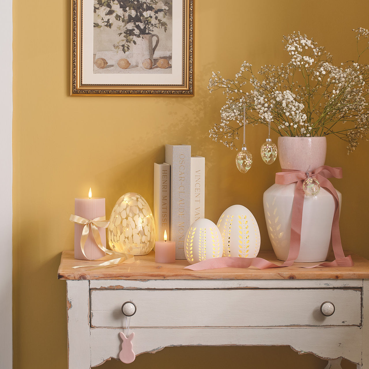 Blush Pink Confetti Glass Easter Egg Light