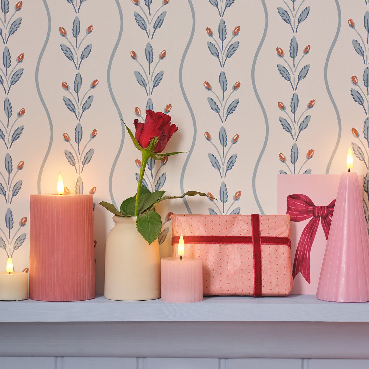 6 TruGlow® Blush Pink Ribbed LED Votive Candles with Remote Control
