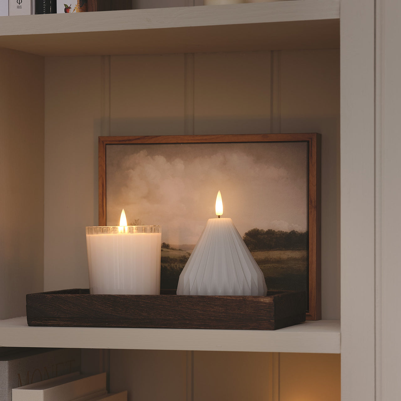 TruGlow® White LED Fluted Glass Candle with Remote Control