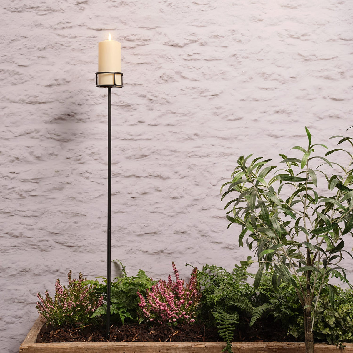 Adjustable Outdoor Candle Stake with TruGlow® Pillar Candle