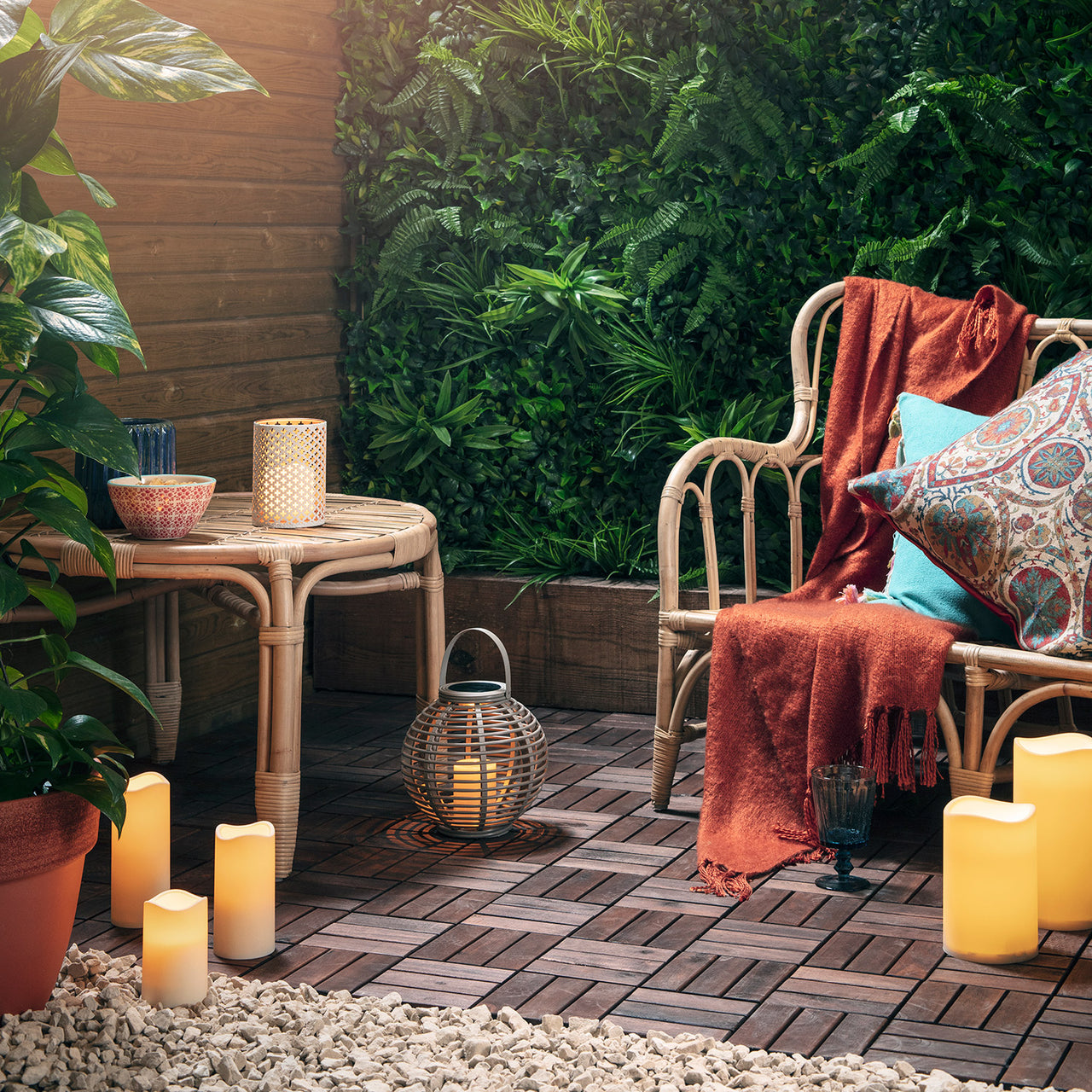 Set of 2 Large Outdoor Waterproof Flameless LED Pillar Candles Battery Operated with Timer